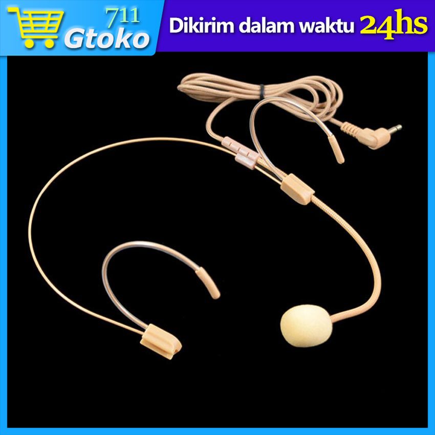 Mic Bando Microphone Clip On Headset Youtuber Warna Kulit Jack 3,5 mm Kabel Panjang 1 Meter