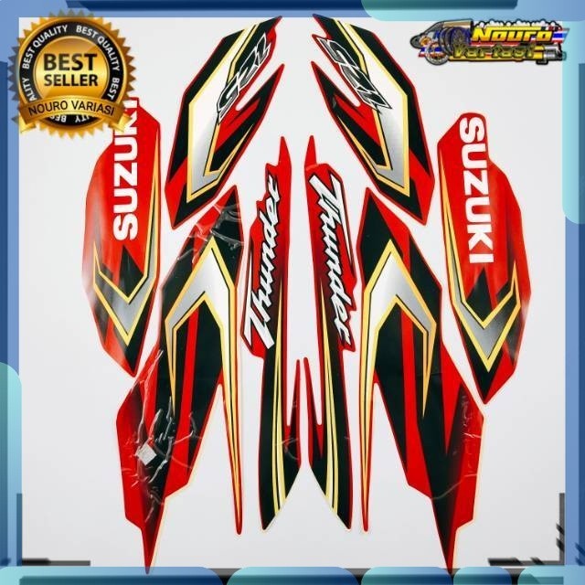 Stiker  striping suzuki thunder 125 merah 2010 2011  motor standar bagus