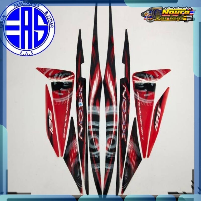 Stiker striping Yamaha xeon 125 lama 2012 stiker motor hitam merah  standar  bagus