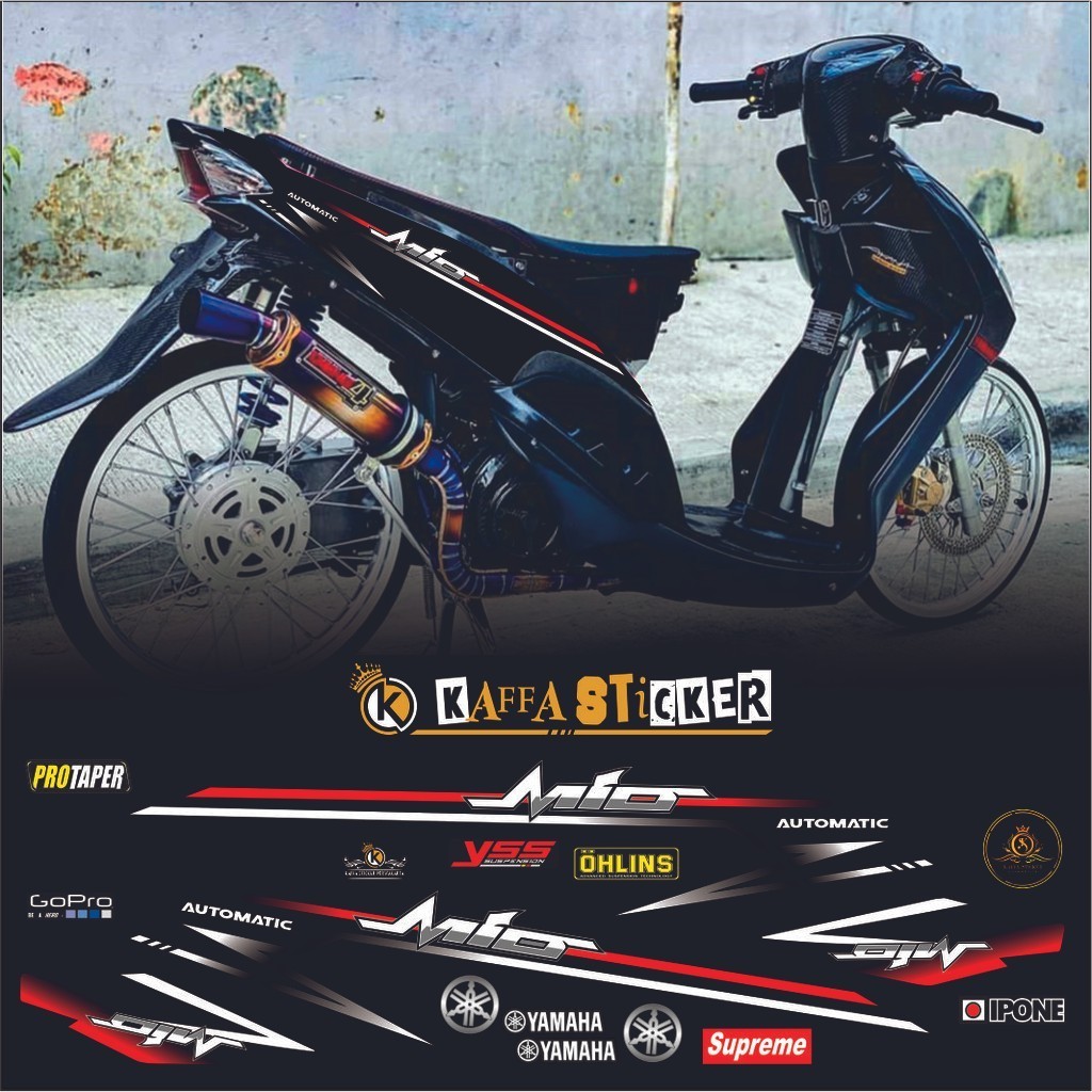 COD/ striping mio sporty/decal mio smile/sticker yamaha mio sporty/smile - Hitam merah STIKER MOTIP 