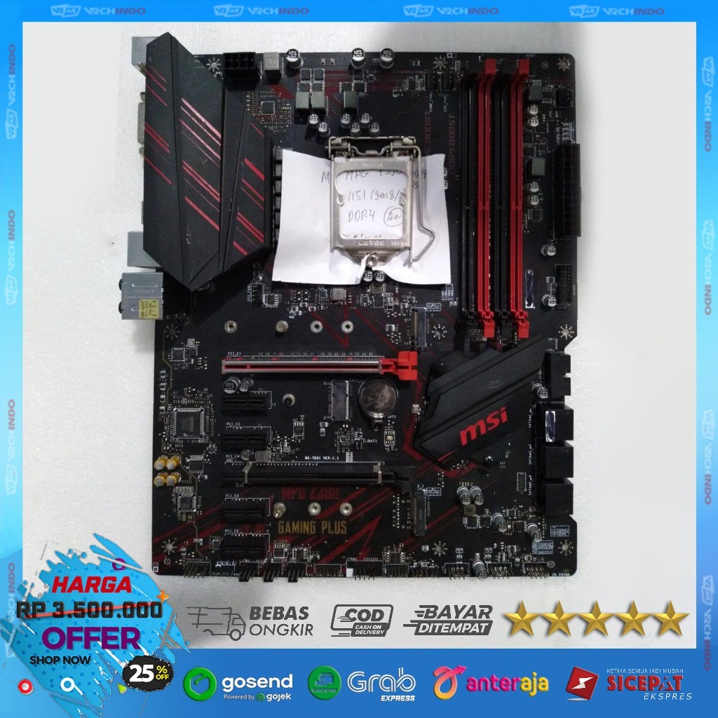 PAKETAN MSI MPG Z390 GAMING PLUS + Intel Core i5-9600K | Motherboard Gaming ATX + Prosesor 6-Core 4.