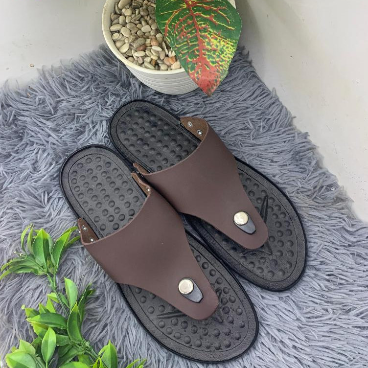 Sandal Kulit Pria Jepit Jempol Sol Nonslip Sendal Selop Pria