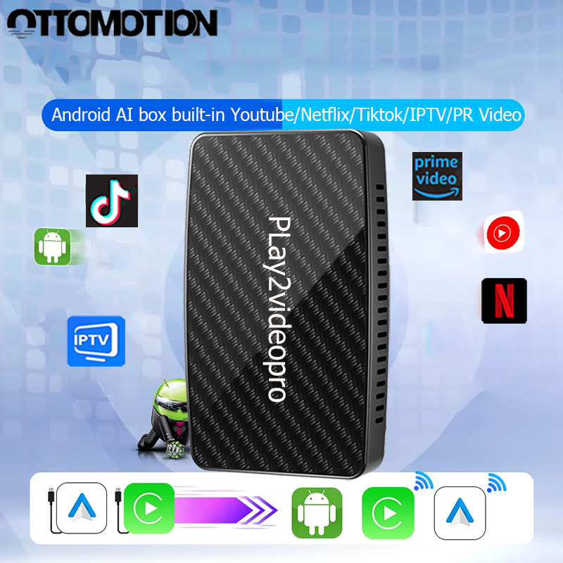 OTTOMOTION Android Ai Box Wireless CarPlay Adapter Android Auto Built in Youtube Netflix Tiktok IPTV