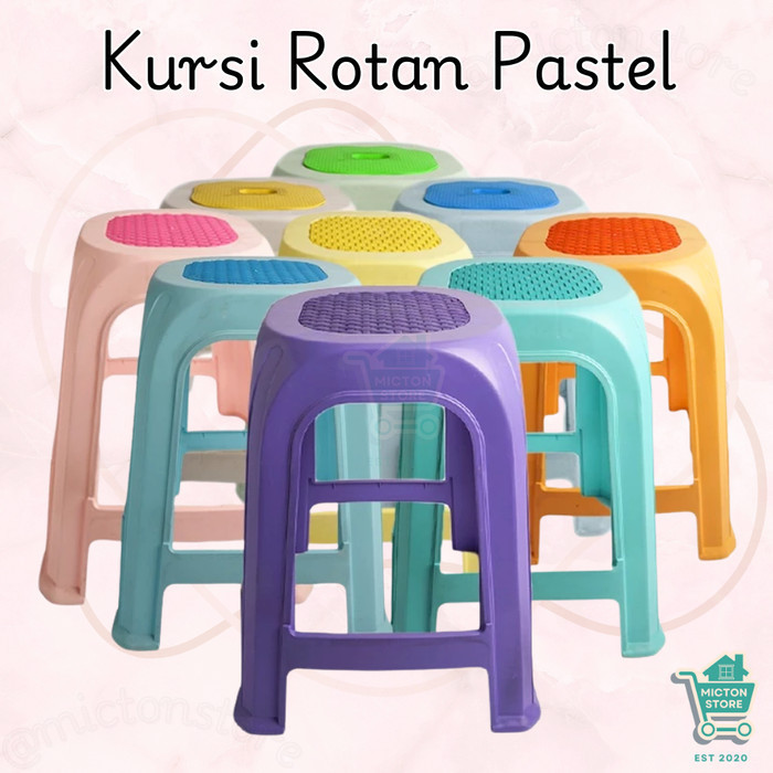 BEZTON Kursi Rotan Plastik Pastel Premium Kursi  Serbaguna Bangku Plastik Dingklik Plastik Tempat Du