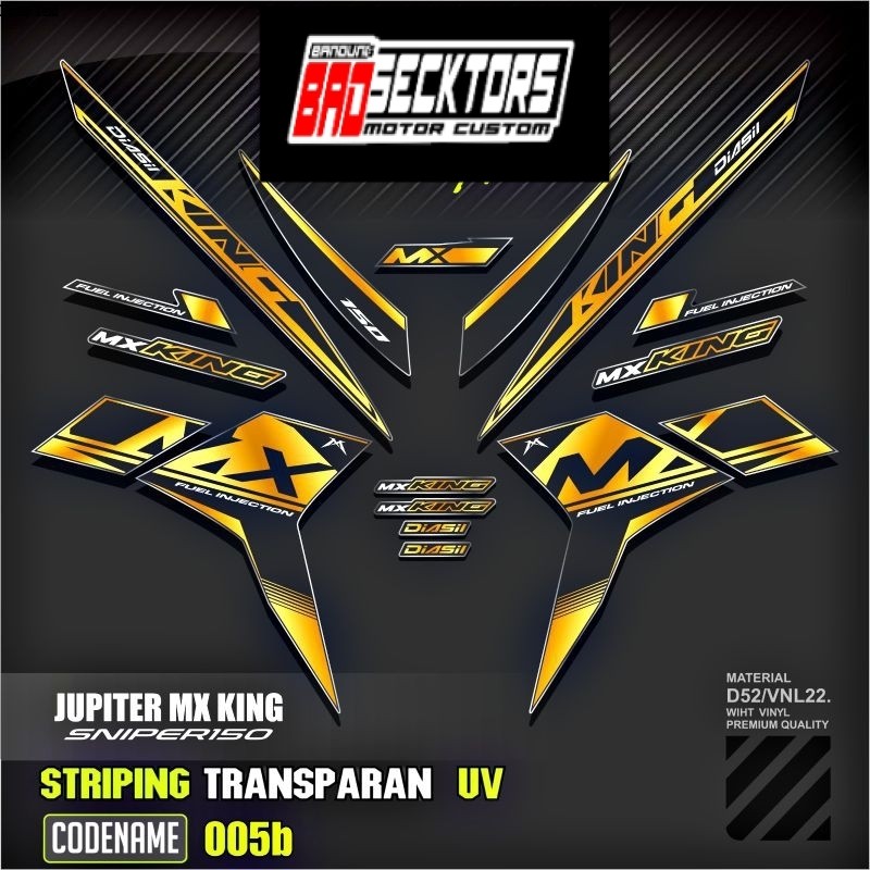Decal Sticker Striping Variasi Transparan Uv Mx King 150 Yamaha Jupiter Mx King 150 Y15ZR Y16ZR SNIP