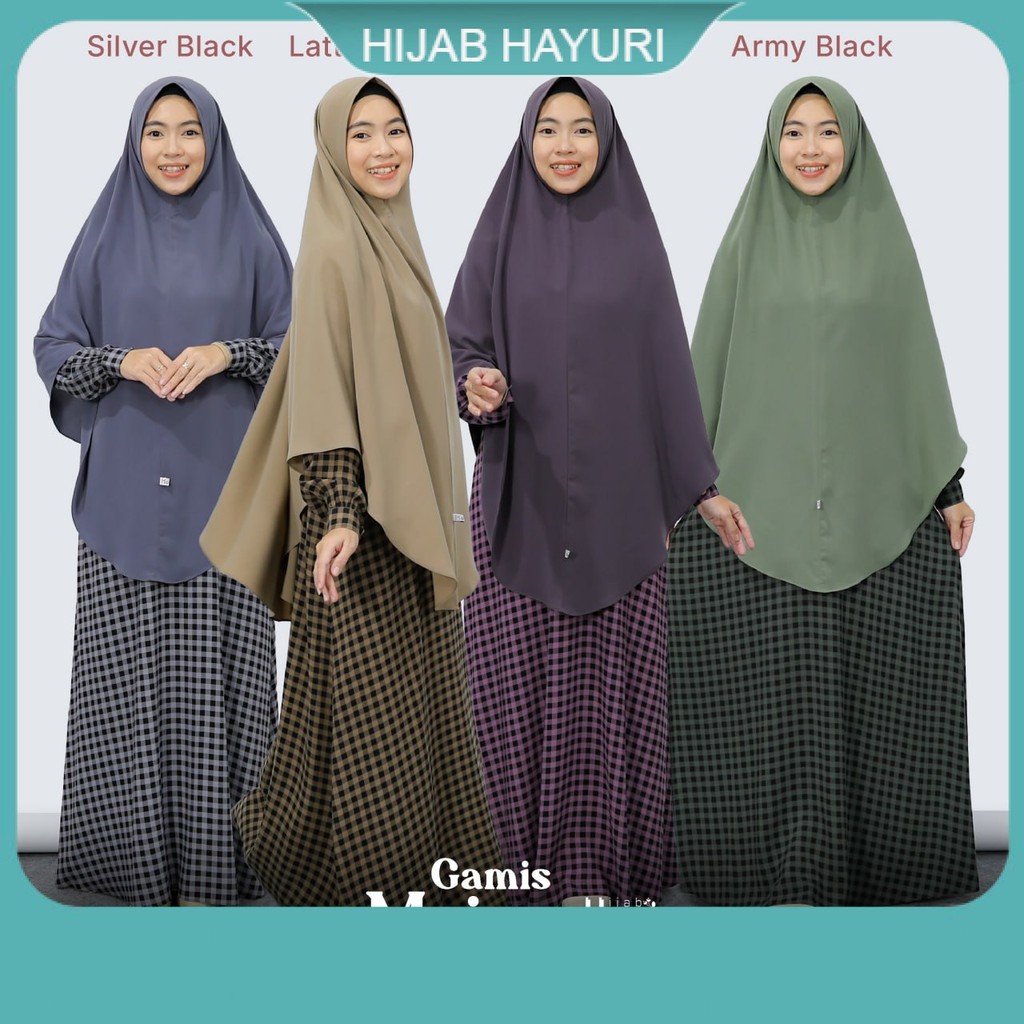 HIJAB HAYURI Gamis Maiza Harian Motif Kotak-Kotak / Gamis Rayon Casual Syari / Gamis syari motif ter