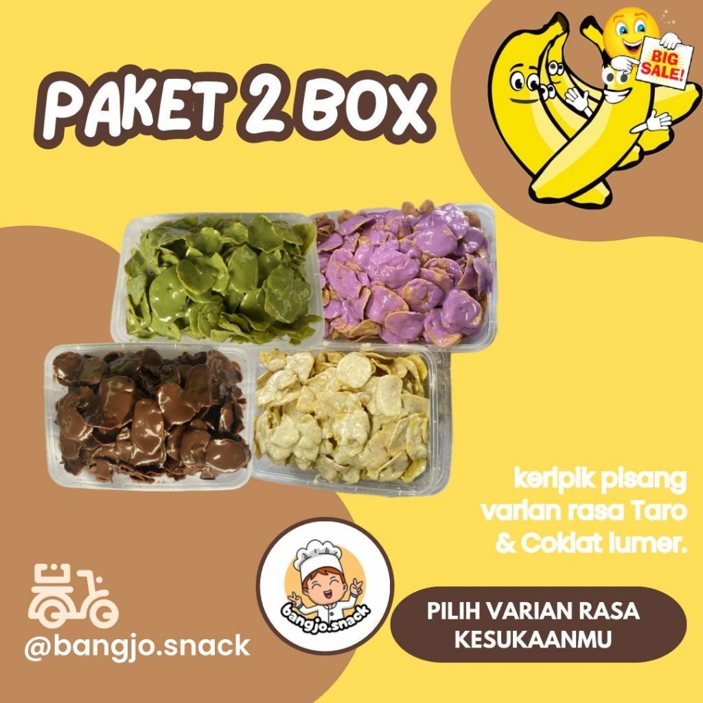 

Keripik Pisang Lumer Paket Hemat 2 BOX Pisang Coklat Lumer