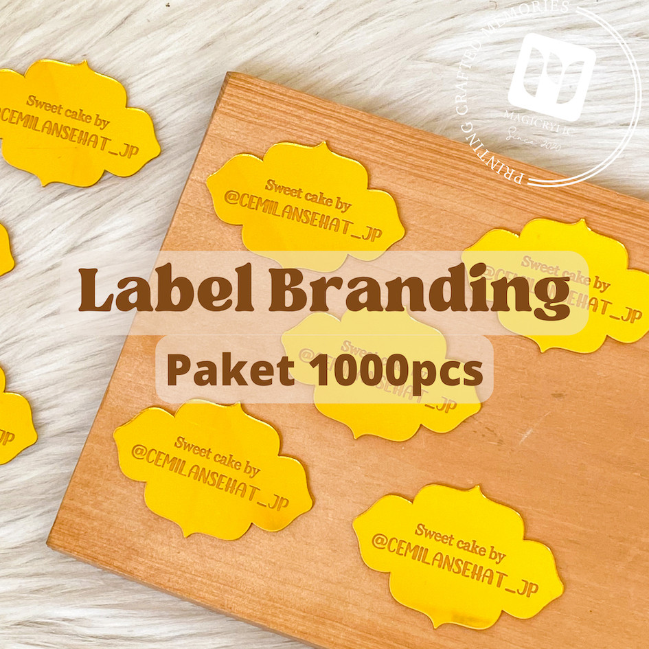 

MIN 1000pcs - Label Branding Produk Akrilik (Hijab, Tas, Baju) Tag Custom Cutting