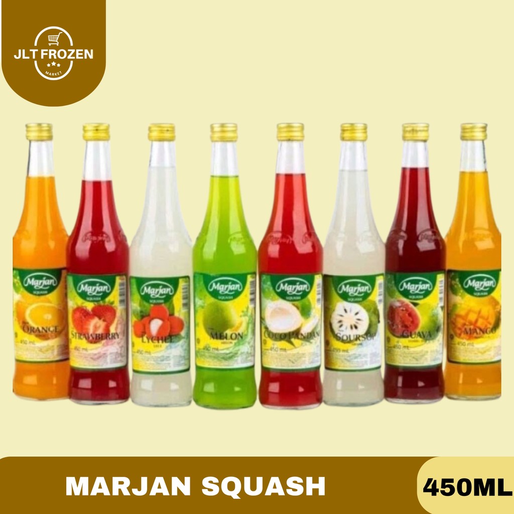 

Marjan Squash / Sirup / Sari Buah / Minuman / Jambu / Mangga / Melon / Pineapple / Sirsak / Kemasan 450ml/425ml