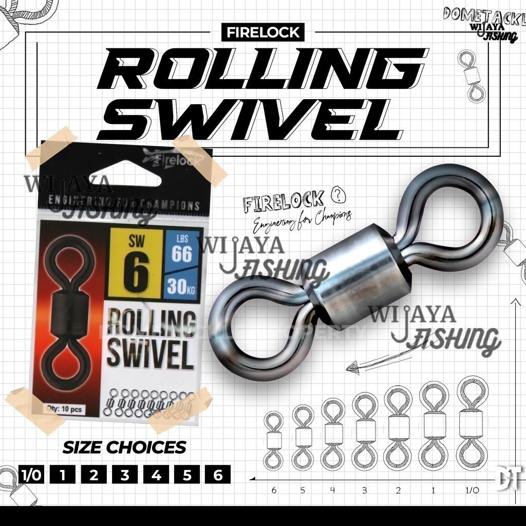 Wijayafishing Firelock Rolling Swivel Kili Kili Pancing 1/0 1 2 3 4 5 6 Saltwater