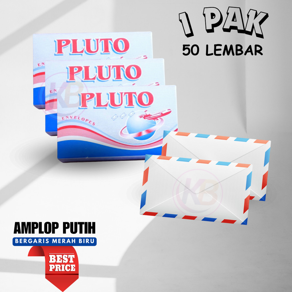 

Amplop Putih Airmail Pluto 1 Pak (50 lbr) / Amplop Bergaris Merah Biru / Amplop Surat / Cod / Duta Gemilang