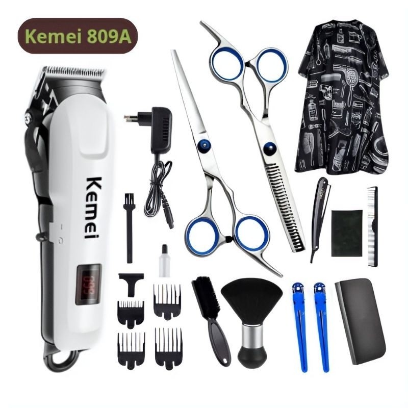 1Set AlatMesin Cukur Hair Clipper Cordless Professional Rechargeable Paket Lengkap Alat Cukur Rambut