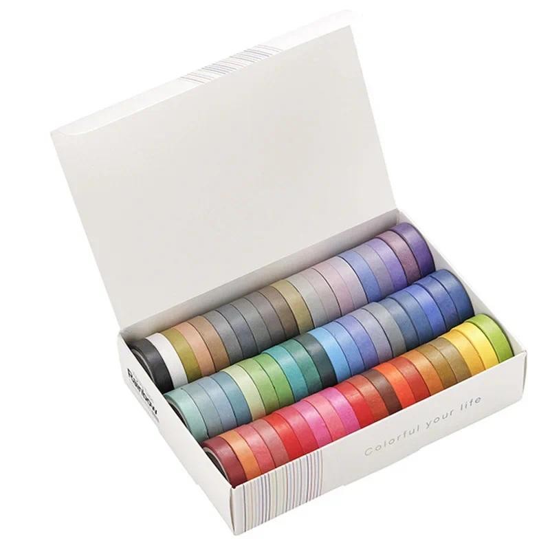 

60 Pcs/Set Basic Solid Color Washi Tape Rainbow Masking Tape Diary Scrapbook Decorative Adhesive Tape Sticker Gift Stationery