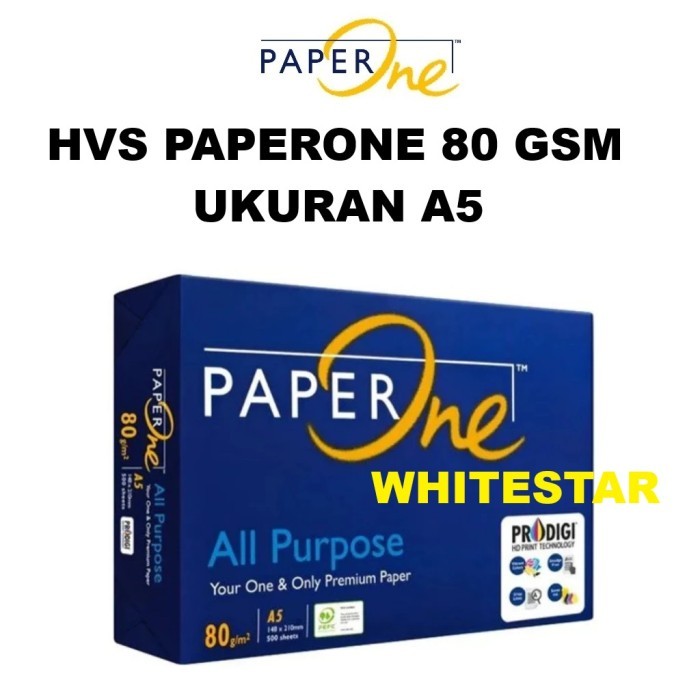 

(1 rim) kertas hvs paperone A5 - 80 gsm paper one (rim)