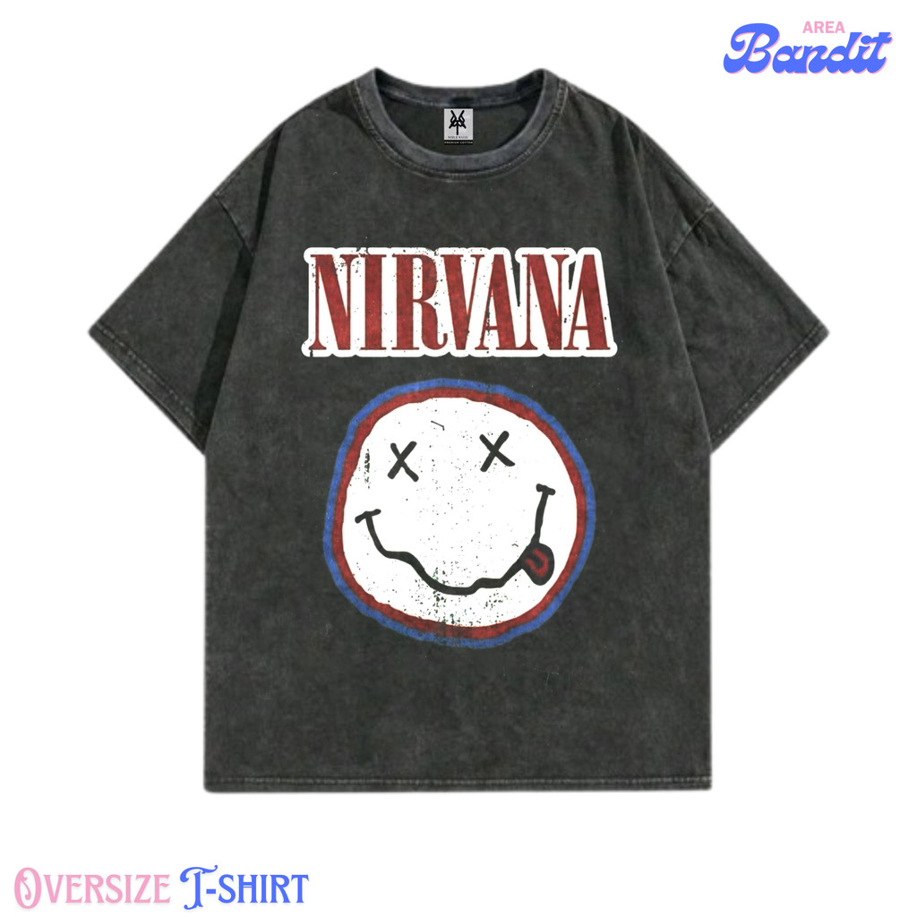 BANDITAREA "nirvana" Kaos Oversize / T-Shirt Oversized / washing / washed / Vintage tee