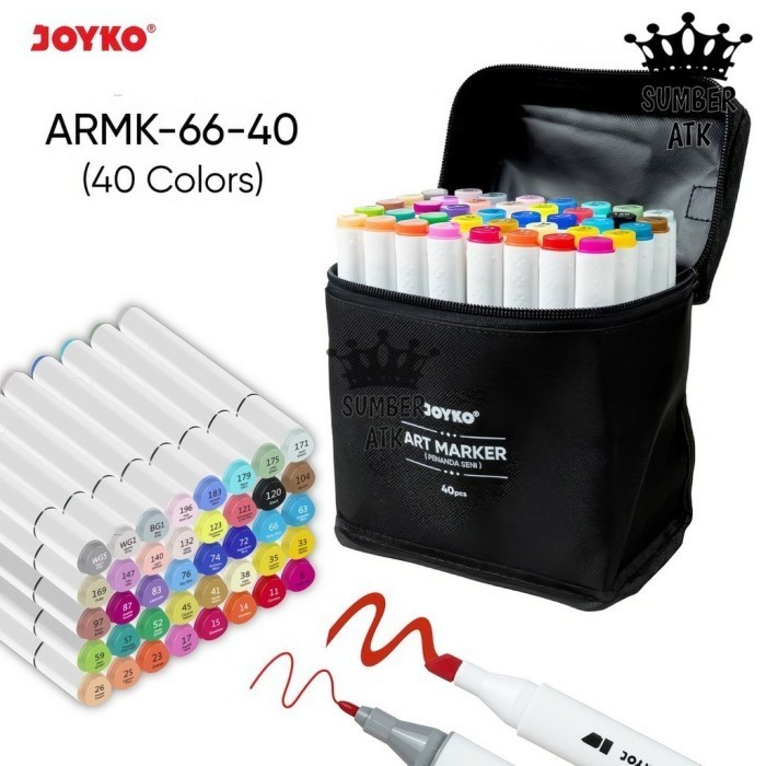 

Art Marker Spidol Penanda Seni Berwarna Joyko ARMK-66-30 40 dan 60 - 30 WARNA