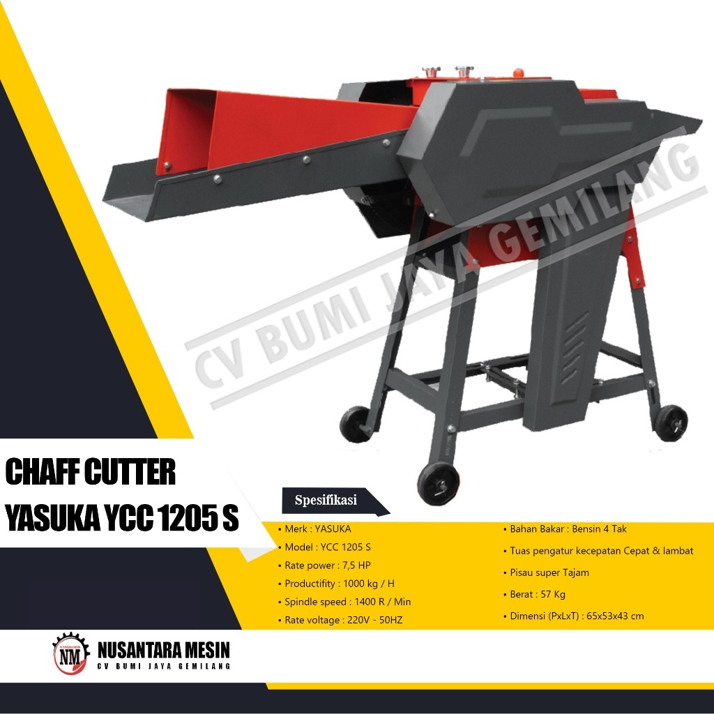 MESIN PENCACAH RUMPUT & RANTING / CHAFF CUTTER YASUKA YCC 1205 S