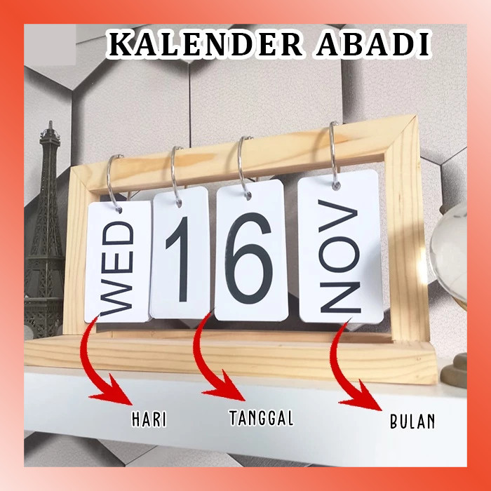 

LAMMORO > BG88 Kalender ABADI Bahan Kayu Halus Tanggal Hari Bulan Unik Hadiah Souvenir Dekorasi Meja Rumah Kantor TGAL