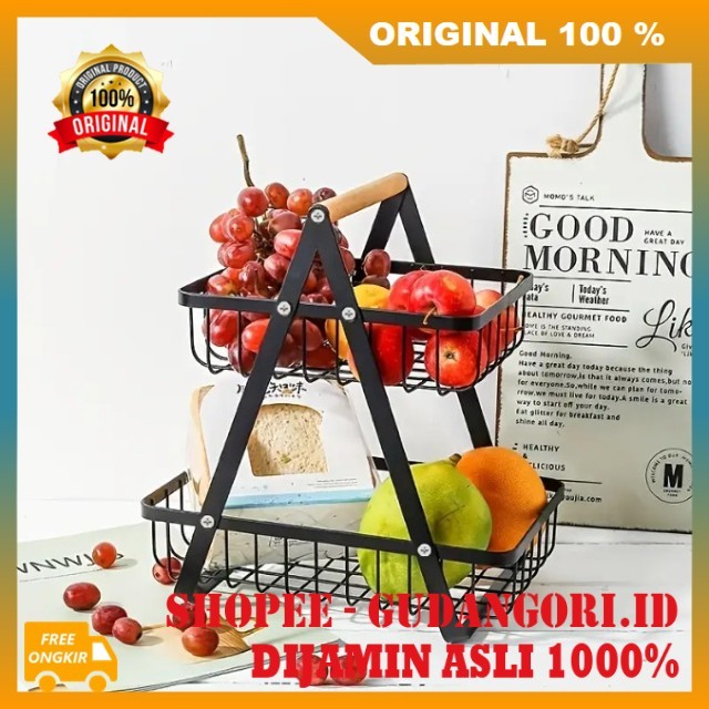 Rak Buah 2 Susun Rak Keranjang Buah Susun Rak Buah 2 Tingkat Keranjang Penyimpanan Multifungsi Rak S