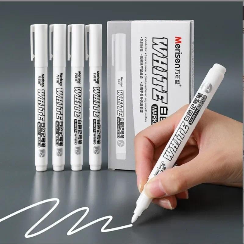 

1pc White Marker Pens 1mm Oily Waterproof White Gel Pen DIY Graffiti Sketching Markers Stationery Wrting School Supplies