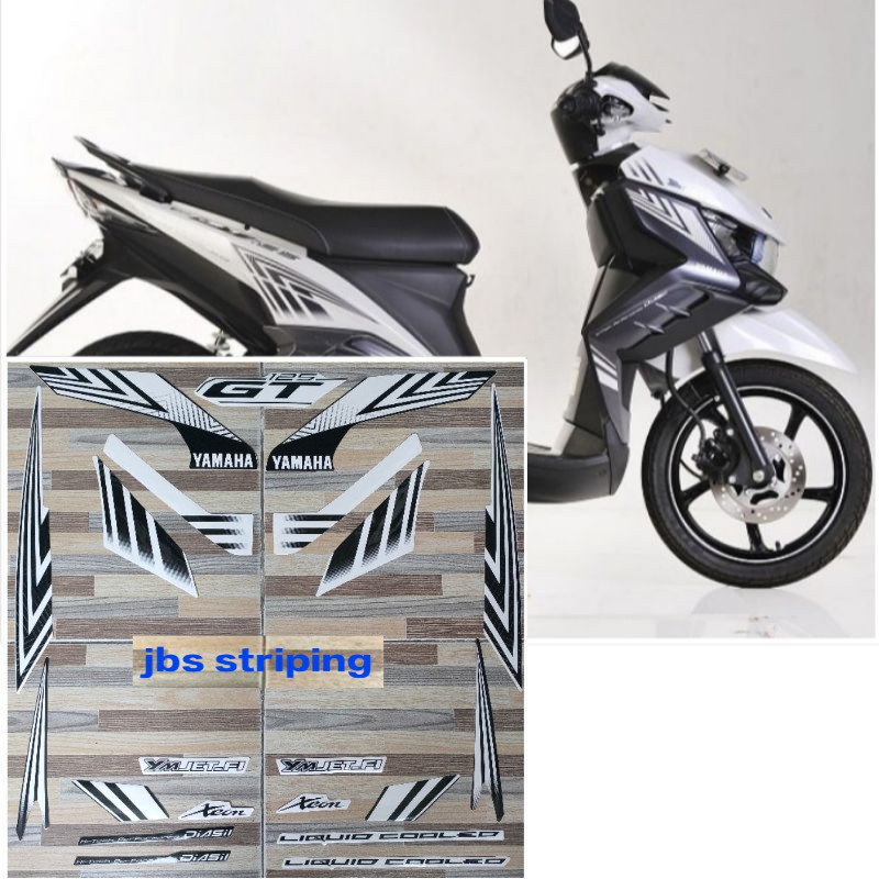 Stiker xeon striping  Yamaha Xeon GT 125 putih tahun 2014 2015