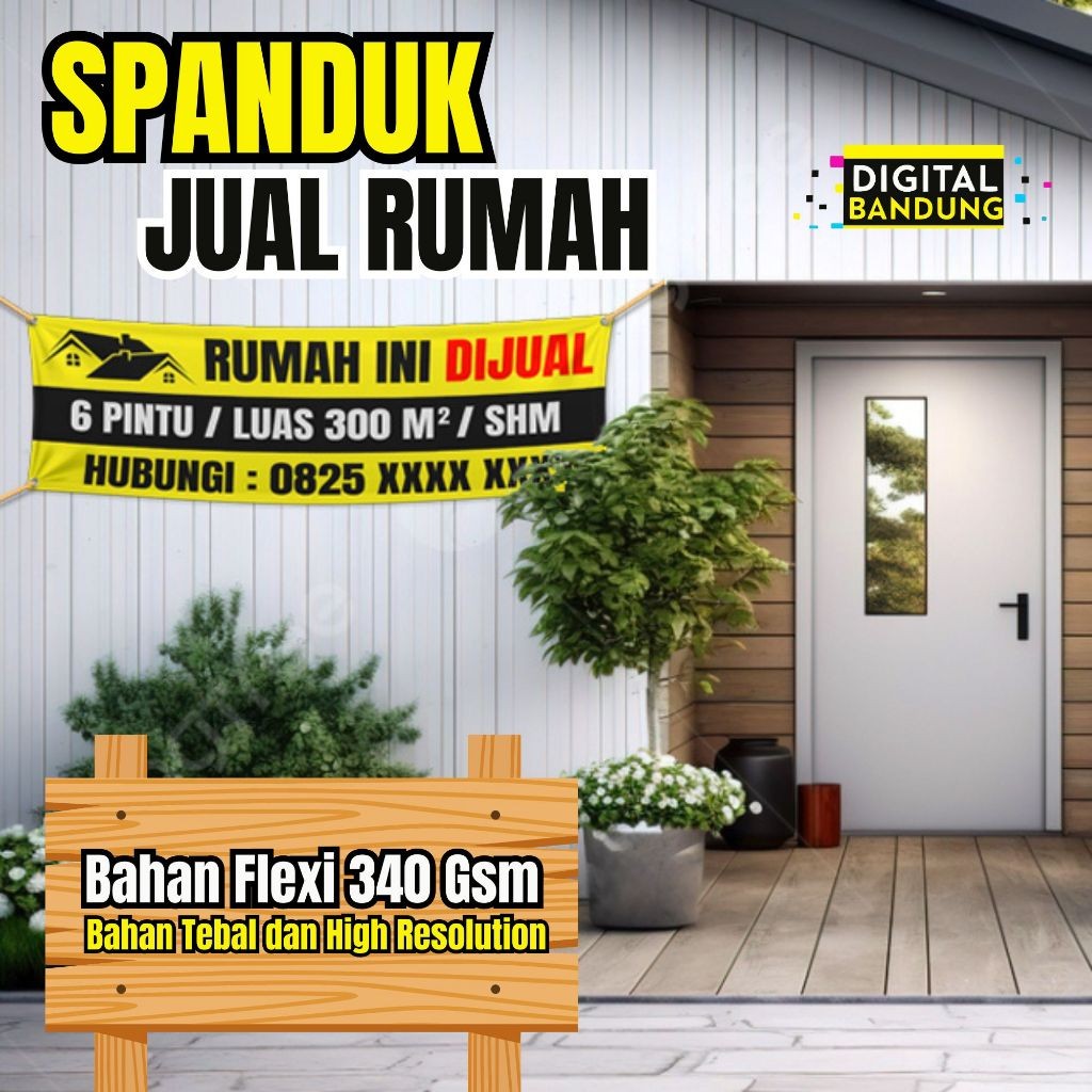 Spanduk Rumah Dijual / Rumah Disewakan / Rumah Dikontrakan Murah / Banner Rumah Dijual Dikontrakan D