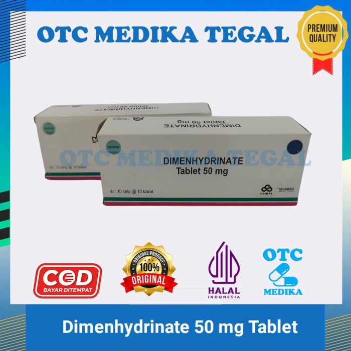 Dimenhydrinate 50 mg Tablet 1 strip obat mual dan mabuk perjalanan