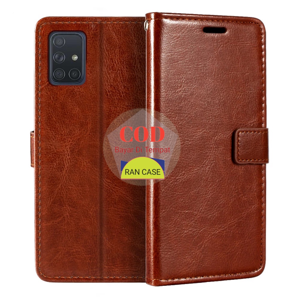 SAMSUNG GALAXY M51 LEATHER CASE SARUNG HP DOMPET KULIT FLIP COVER KESING HEADPHONE