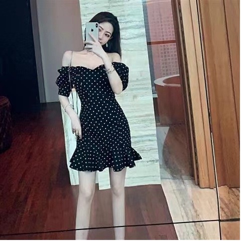 Polkadot two way Mini Mermaid Skirt Dres - Dress Casual Kasual / Dress Import Impor / Dress Sabrina 