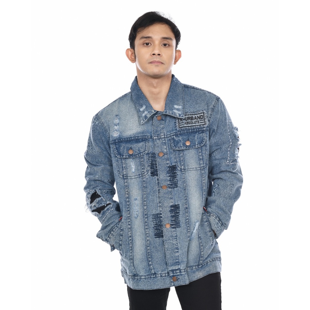 Dhozen Jaket Jeans Pria Denim Biowash A459