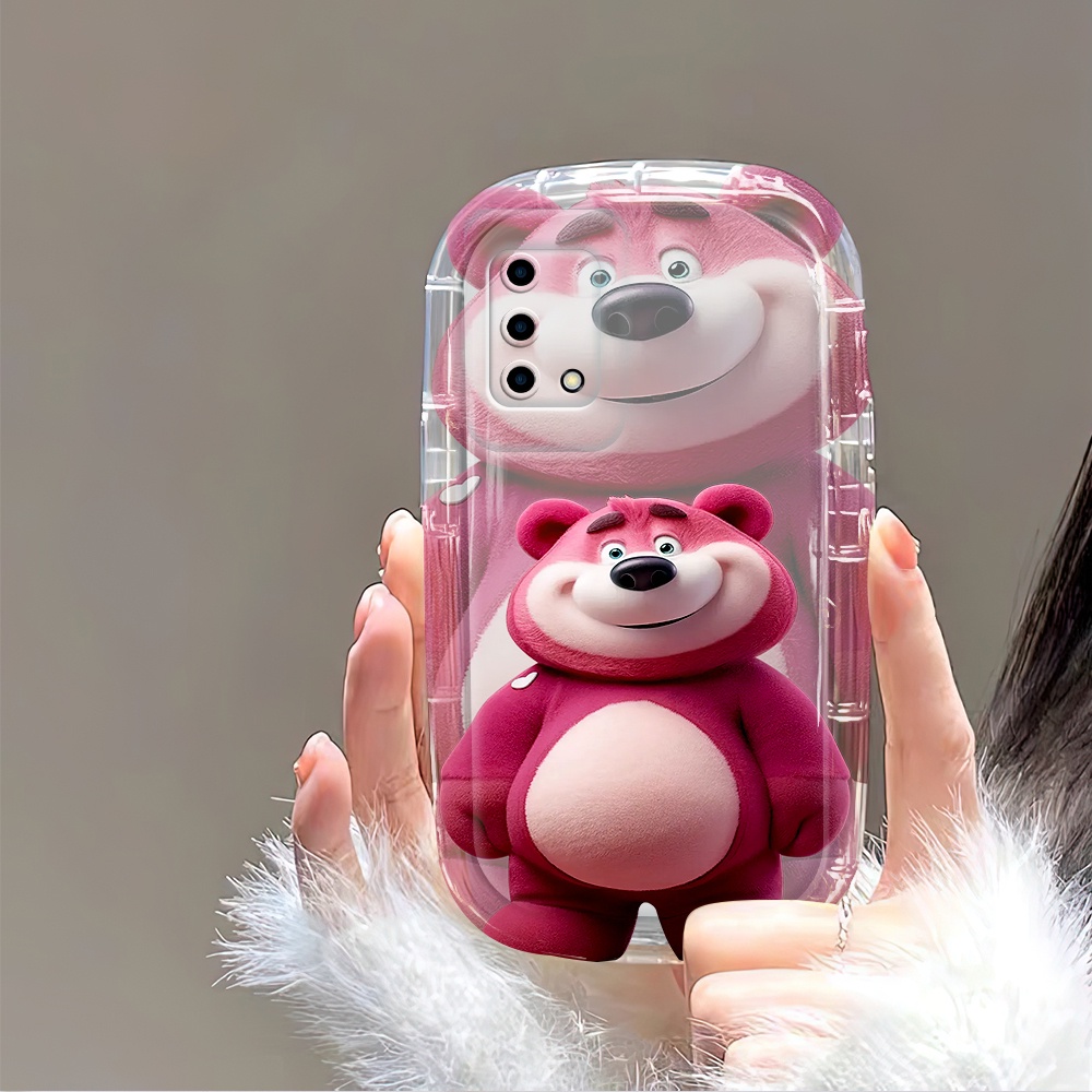OPPO A74 A95 Untuk Hp Case Soft Softcase Handphone Cover Soap Shell Casing Cute Kartun Fat Lotso Pink Strawberry Bear Pola