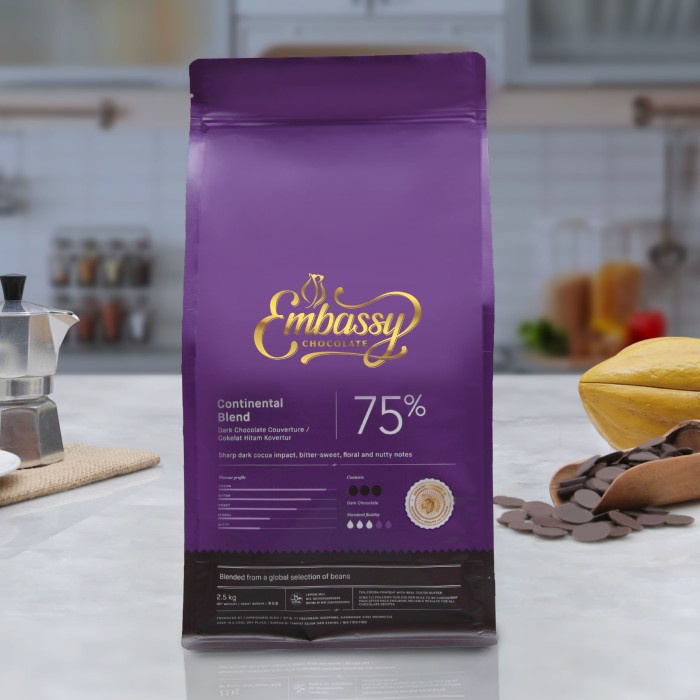 

Promo [ Best Seller ] Embassy Continental Blend Dark Chocolate Couverture 2.5 Kg