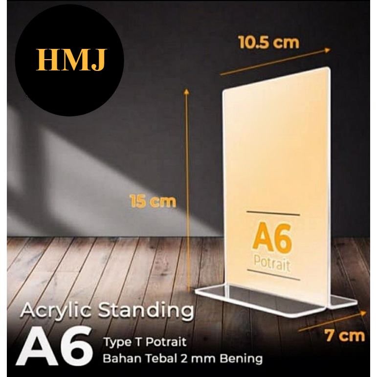 

Acrylic / Akrilik Tent Holder Stand A6 (10 x 15 cm) T Potrait 2mm