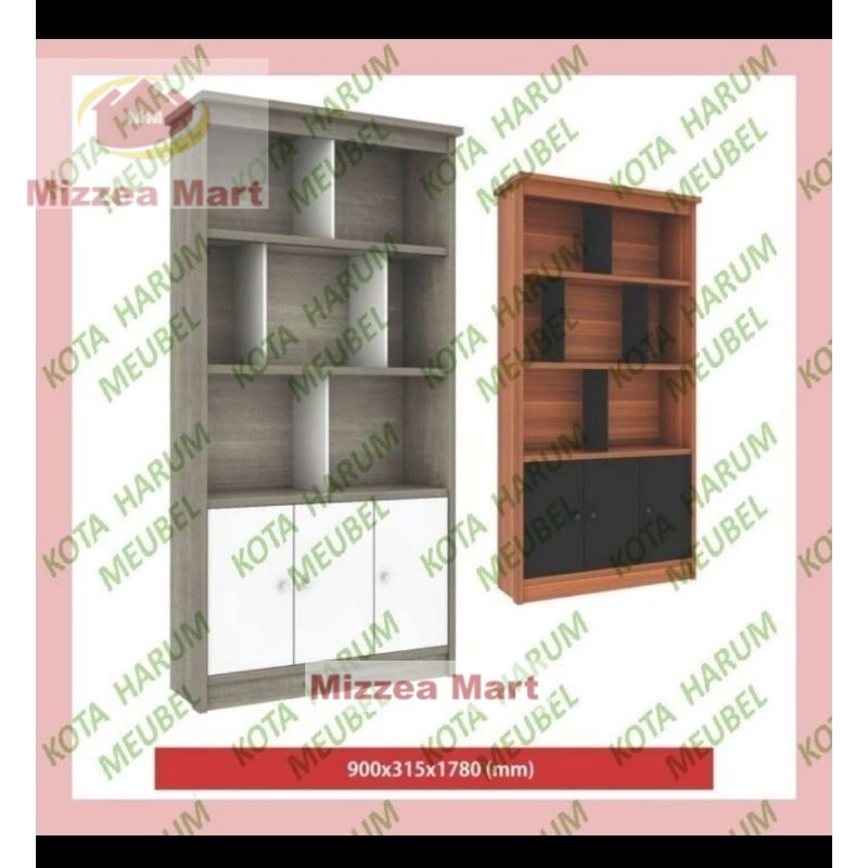 MizzeaMart lemari buku minimalis kayu rak buku dinding kayu romaro rb 06 bandung