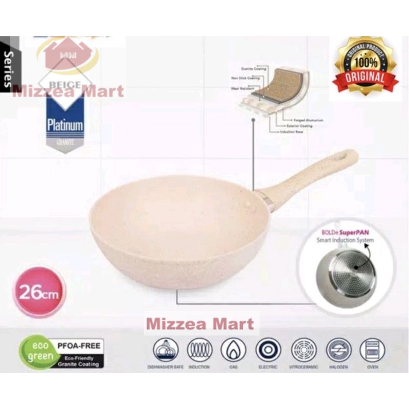 MizzeaMart Wajan Penggorengan Bolde Super Pan Wok Pan Granite 26cm / Wok Pan Bolde Granite Beige 26