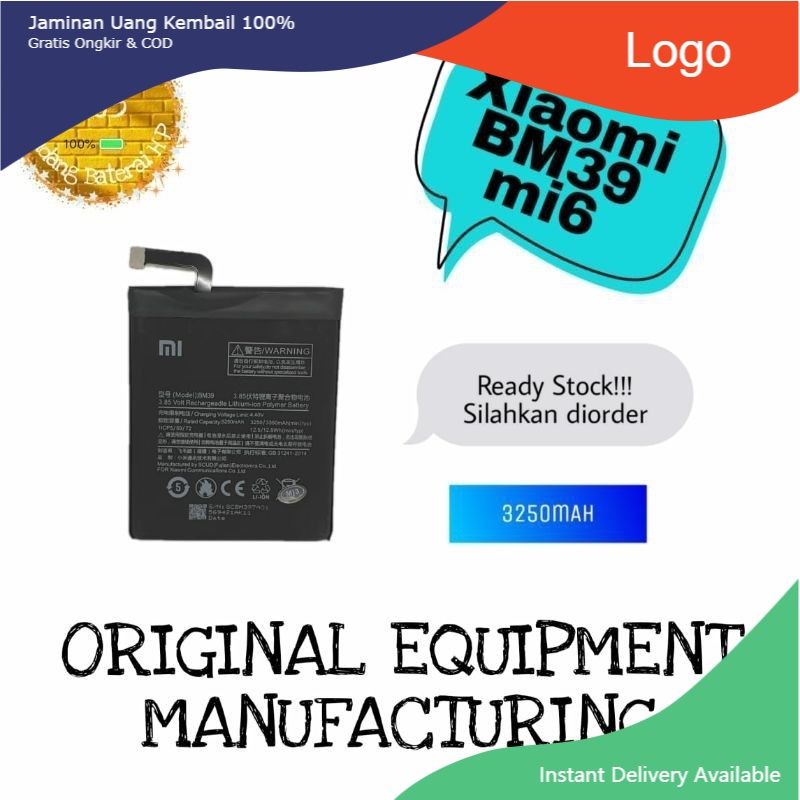 Baterai Battery Original Xiaomi Model:BM39 Mi6 Mi-6 Mi 6