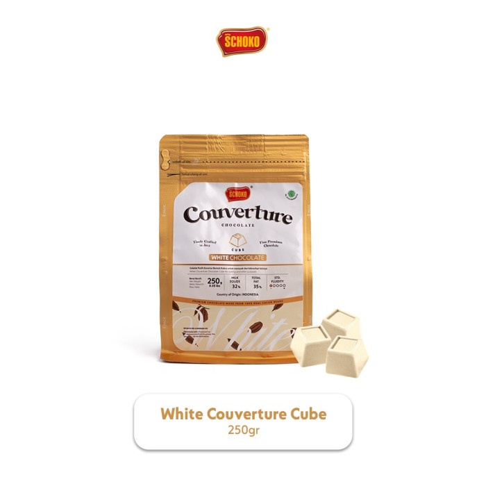 

NEW PromoTermurah White Chocolate cube Couverture 250gr SCHOKO / cokelat blok /easy melt