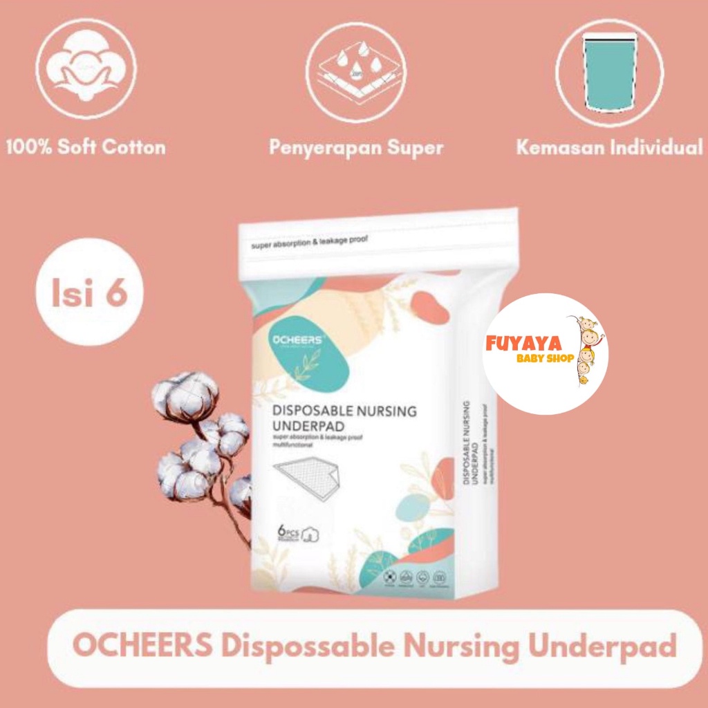 OCHEERS Disposable Nursing Underpad 6pcs / Alas Popok Bayi / Dewasa / Perlak Bayi Alas Ompol / Alas 