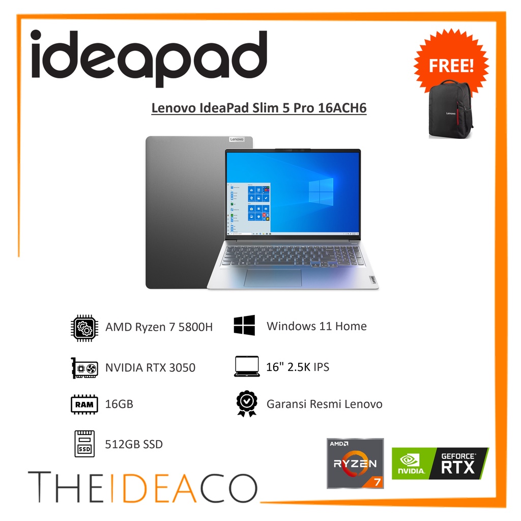 Lenovo IdeaPad Slim 5 Pro KYID Ryzen 7 5800H 16GB 512GB SSD RTX 3050
