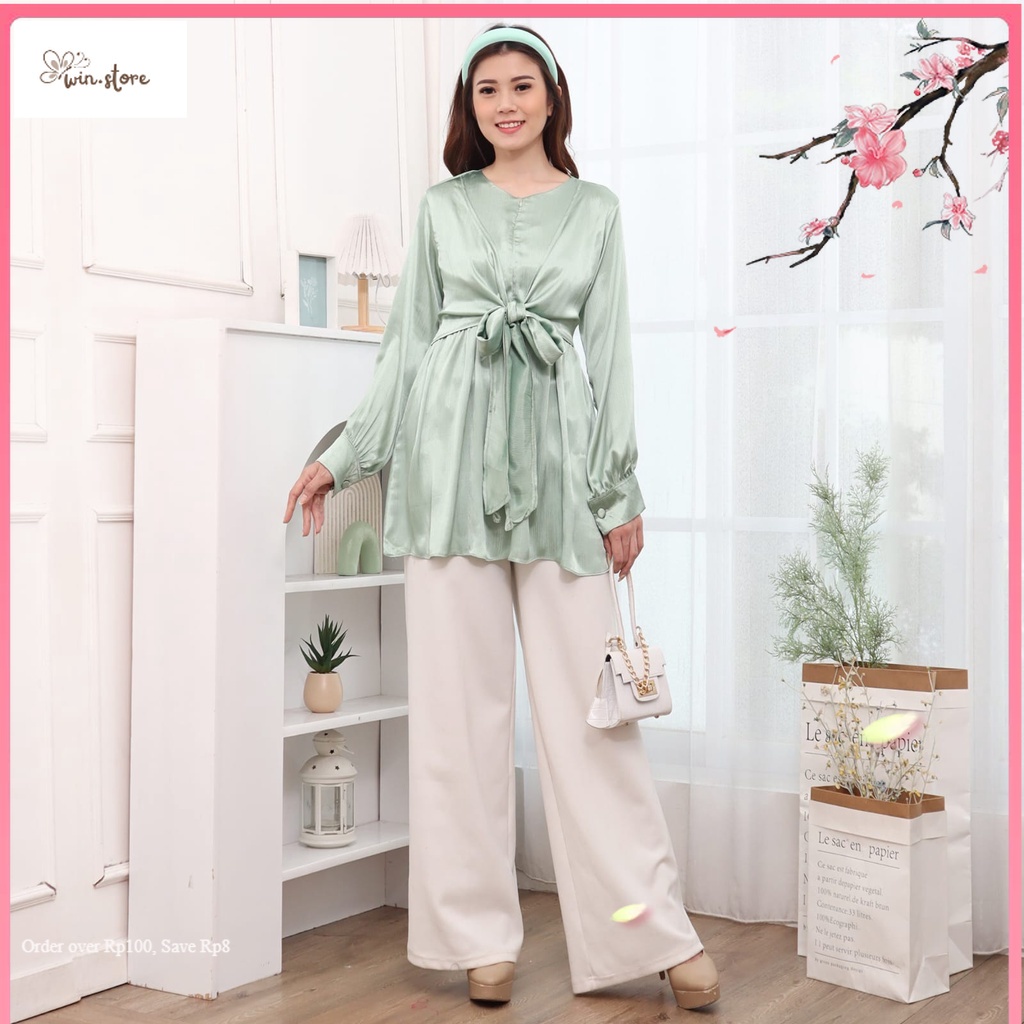 Kemeja Blouse Terbaru / BLOUSE STELLA ATASAN WANITA LENGAN PANJANG BLUS SATIN SILK