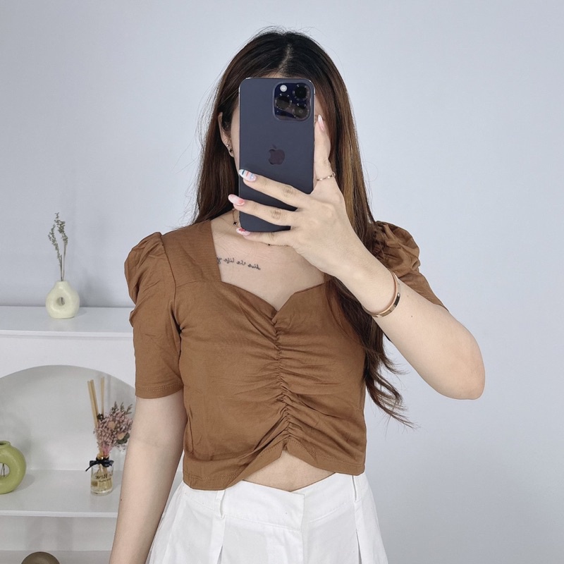 Jesly Puffy top | Crop top puffy kerut