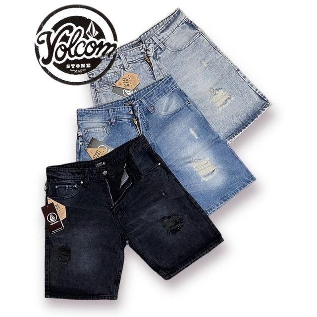 Celana Pendek Pria Jeans Volcom Distro Terbaru / Celana Pendek Pria Sobek Model Terbaru arohmanarohi