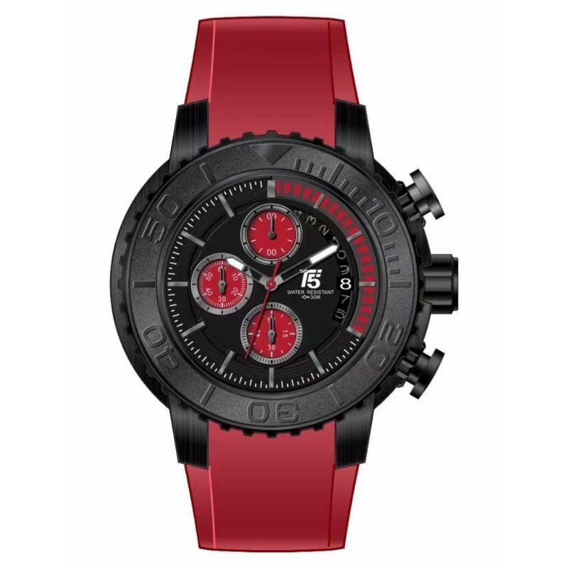 Jam Tangan Pria T5 H 4024 G Original Cronograph Aktif Bergaransi Tali Rubber