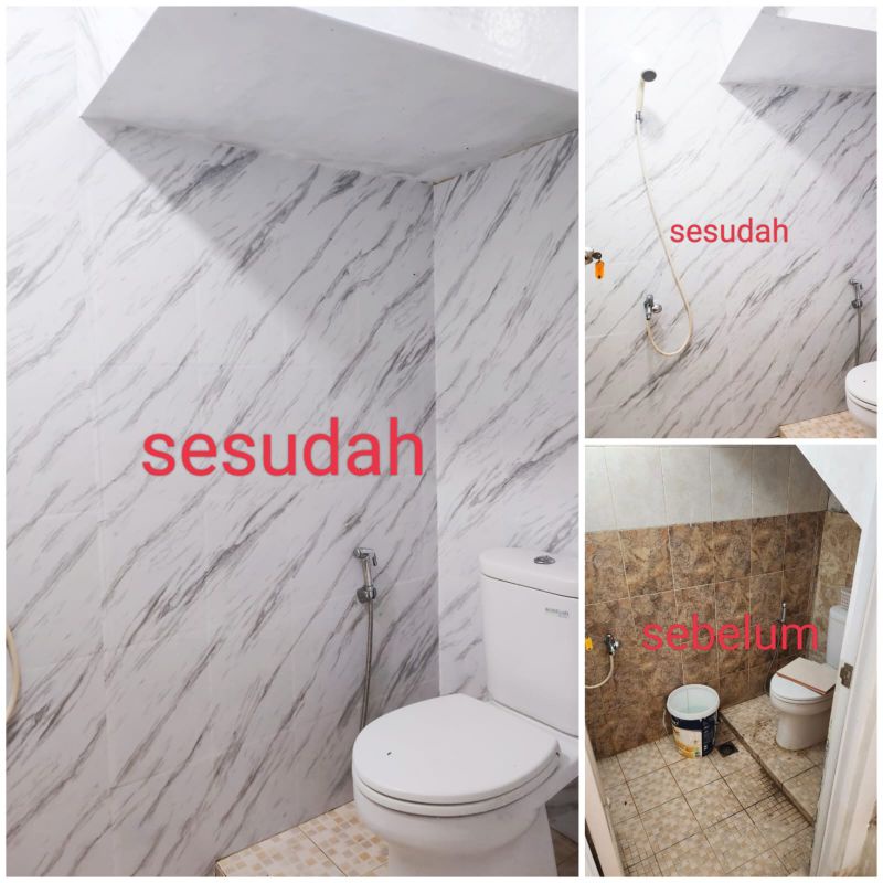 wallpaper sticker dinding kamar mandi motif mamer anti air minyak dan panas wallpaper lantai pintu m
