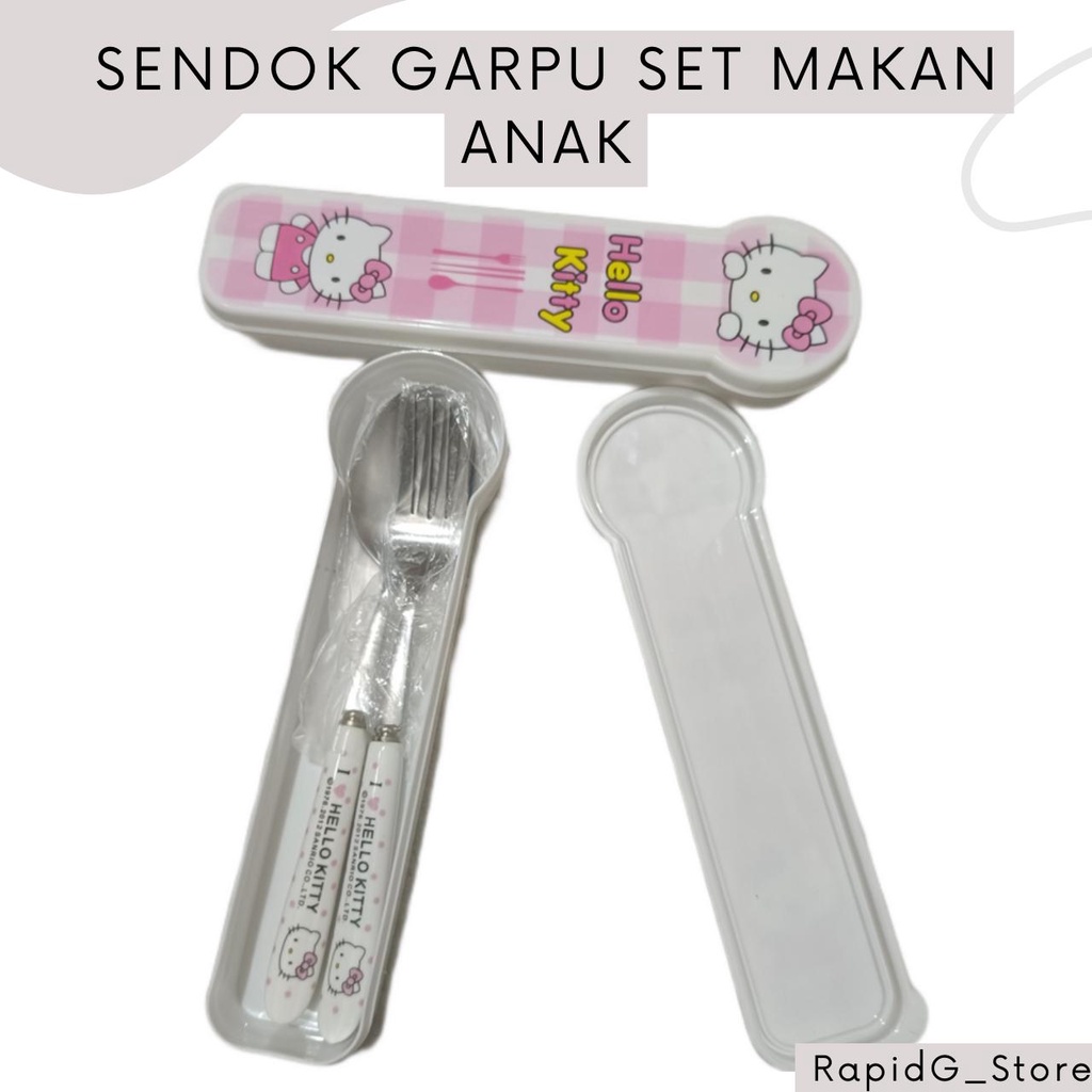 Trevel Set Sendok Garpu Alat Makan Anak Karakter Hello Kitty Stainless