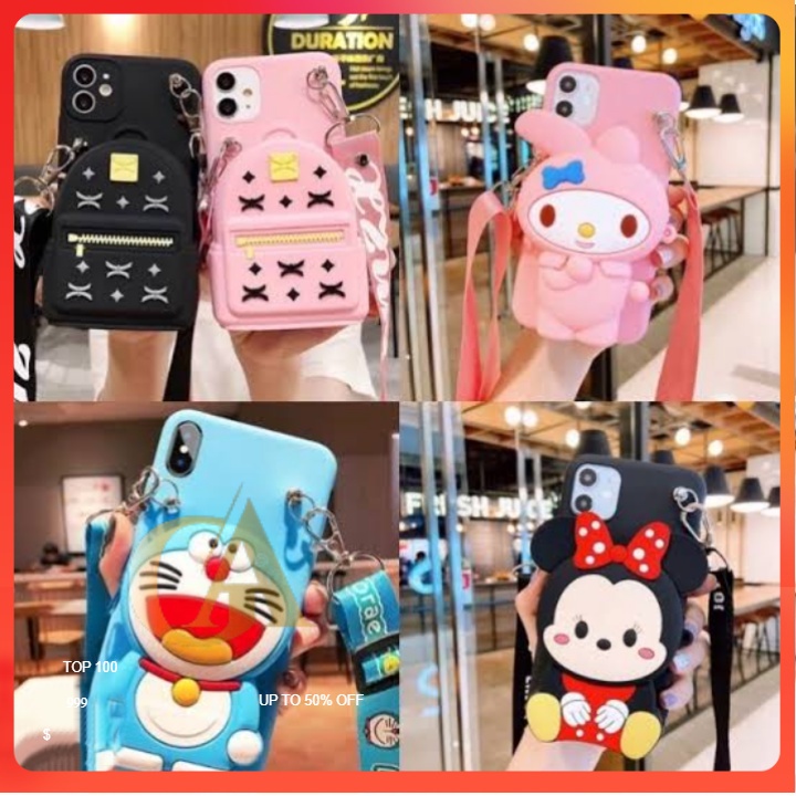 VIVO  Y53  2017 SOFTCASE SILIKON BONEKA KARAKTER 4D DOMPET COIN + TALI GANTUNGAN HP BISA SELEMPANG T