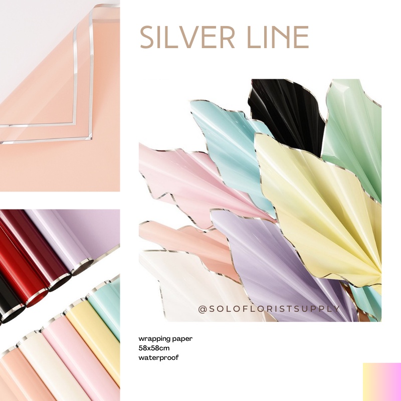 

SILVER LINE GOLD LINE FLOWER WRAPPING TRANSPARENT CELLOPHANE KERTAS BUNGA BOUQUET PEMBUNGKUS BUKET