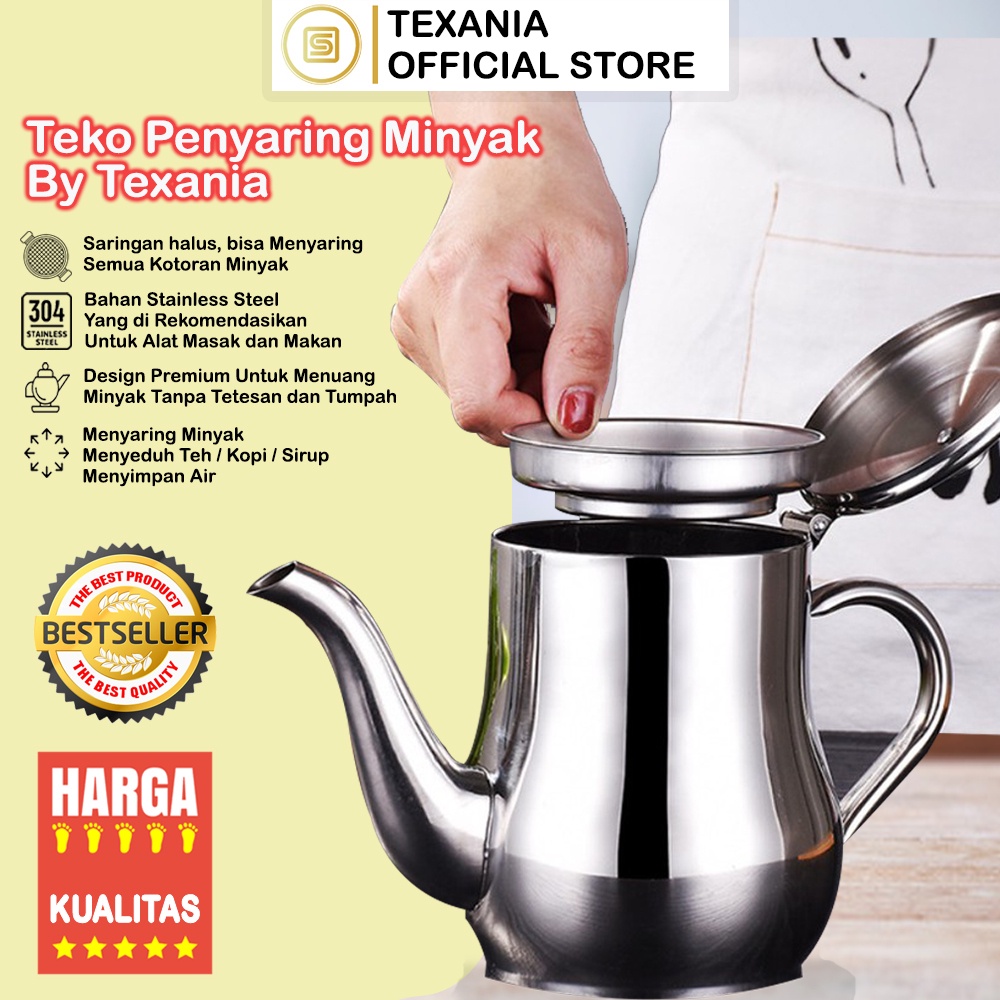 Teko Penyaring minyak Goreng / Gelas Teko Pot Penyaring Minyak Stainless Steel 700ml