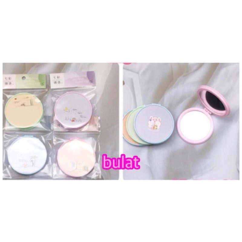 KACA LIPAT DUO TEBAL / CEMIN LIPAT KOTAK / CERMIN LIPAT BULAT / CERMIN KULIT / KACA DUA SISI-( BLT ) KC DUO TBL
