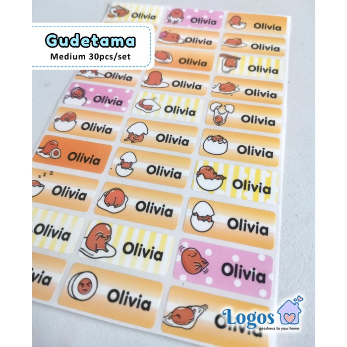 

Gudetama Label nama waterproof Stiker name anak Sanrio Jepang